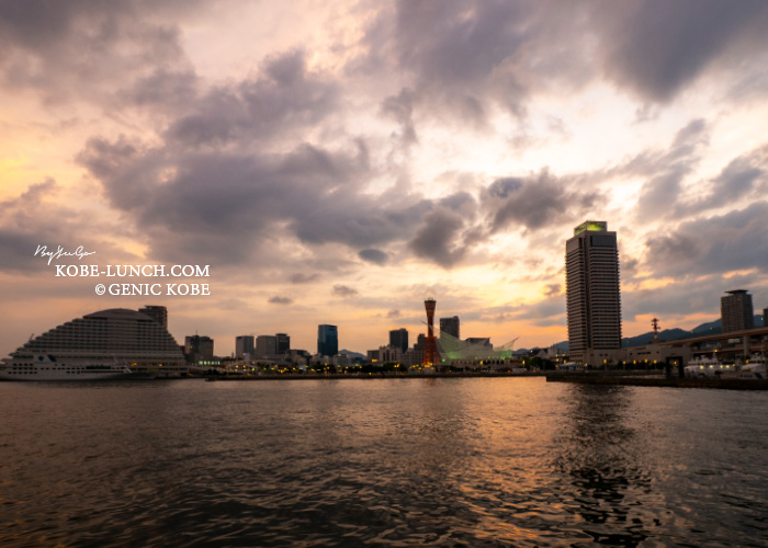 神戸新港第一突堤からの夕陽