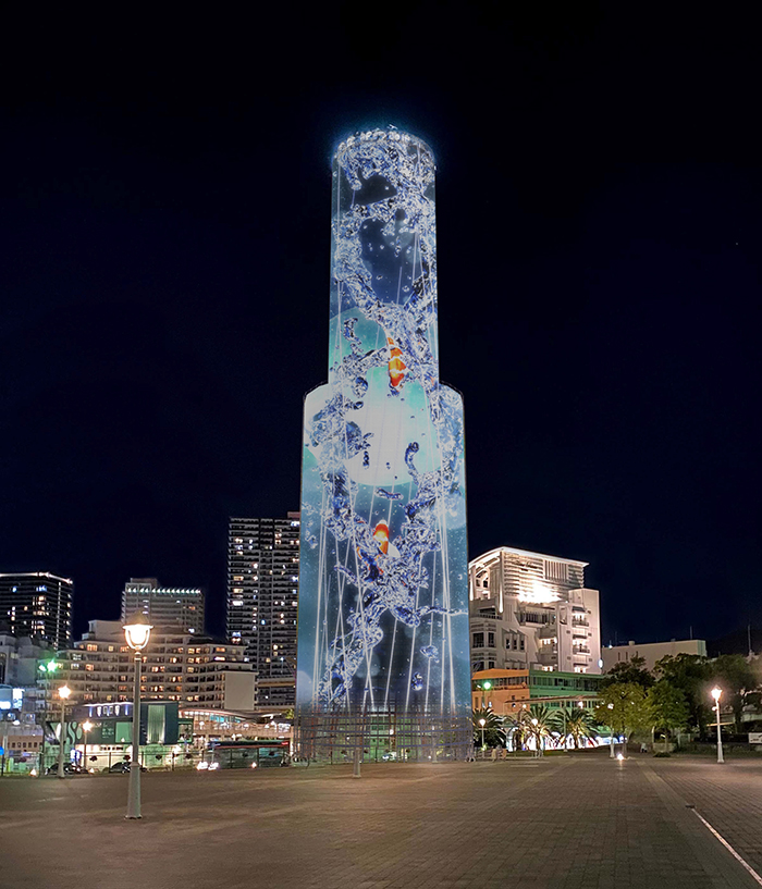 神戸ポートタワーがプロジェクションマッピング