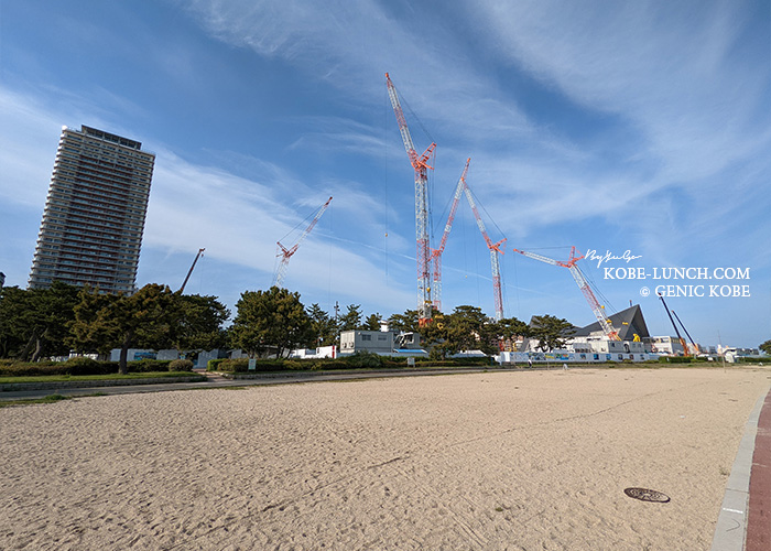 須磨水族館が建て替え工事中