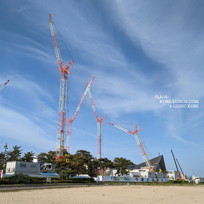 須磨水族館が建て替え工事中