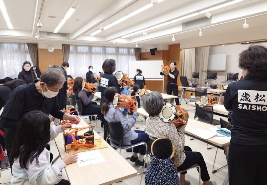 神戸三宮で小鼓ワークショップが開催